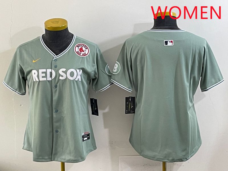 Women 2025 Boston Red Sox Blank Green Joint Name Nike MLB Jersey style 3